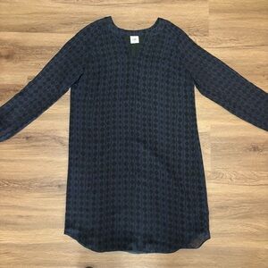 Harlequin Blue/Purple/Black Sheer Sleeves Overlay Lined Career Women Shift Dress